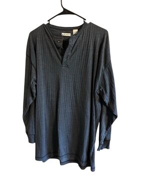 Vintage Ribbed Henley Long Sleeve Shirt